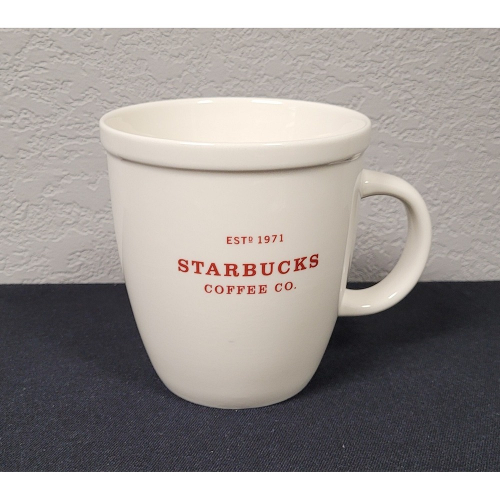 Starbucks Coffee 2007 Holiday Coffee Cup Mug White with Red Lettering